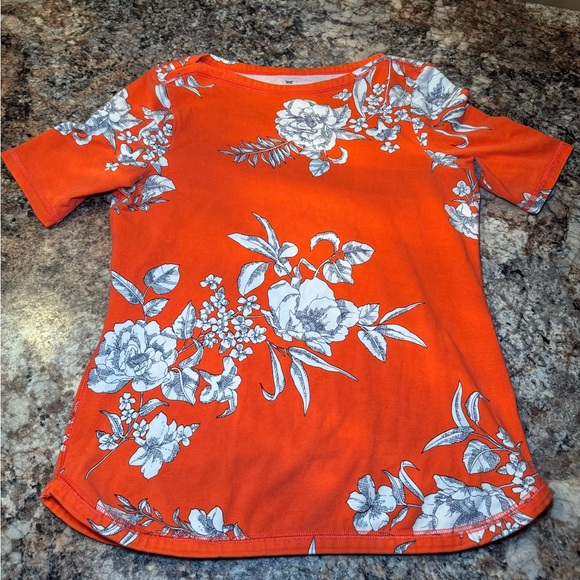 Talbots Tops - Talbots Orange Floral Short Sleeve Top